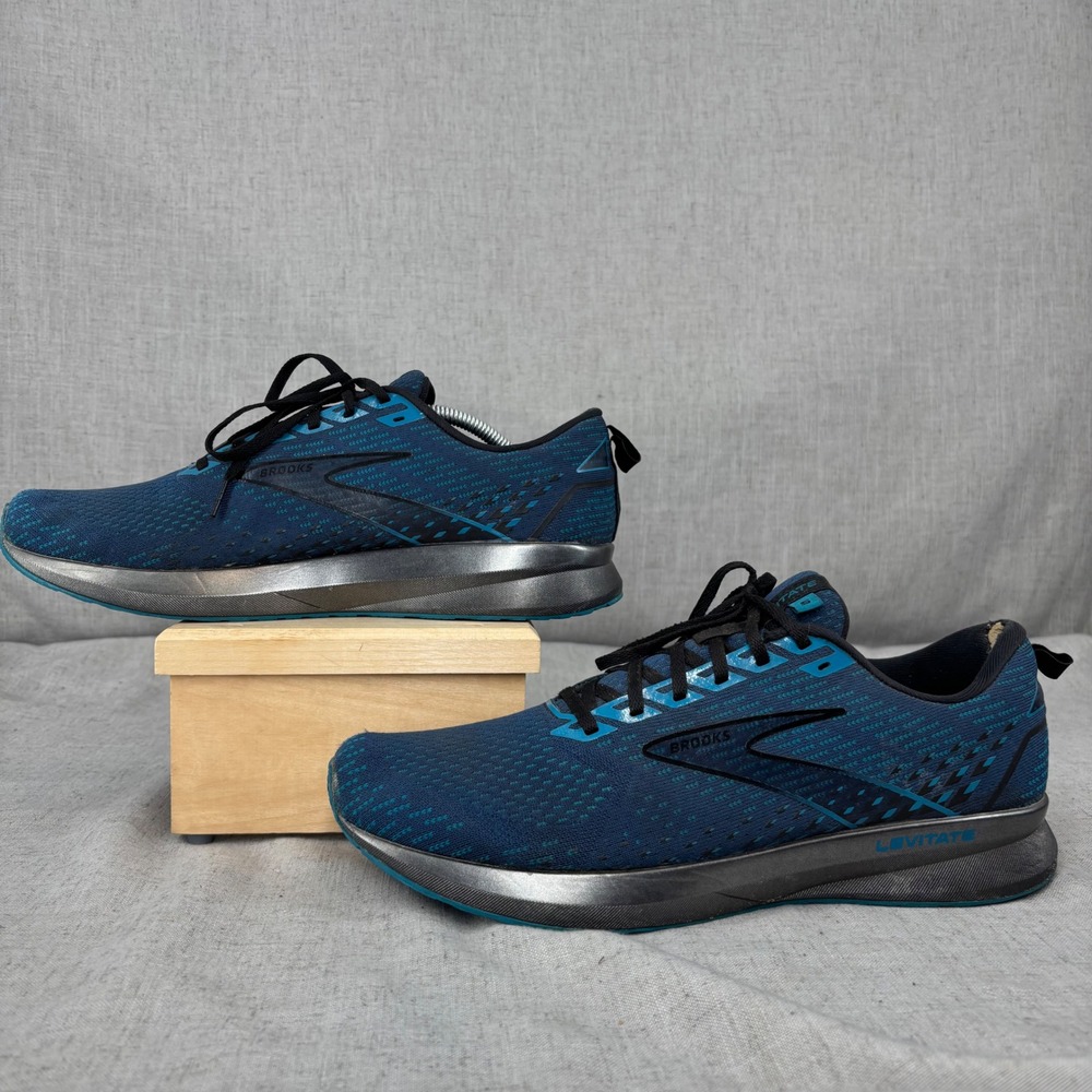 Brooks Levitate 5 Running Shoes Blue Black Silver Mesh Sneaker Men's Size 12.5 - Picture 2 of 12